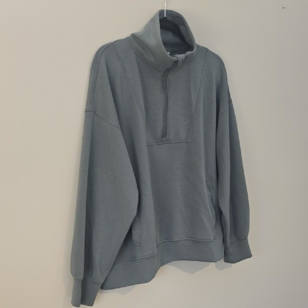 Rae Mode Womens Sage Green Quarter Zip Mock Neck Sweatshirt Modal Blend T9872 L